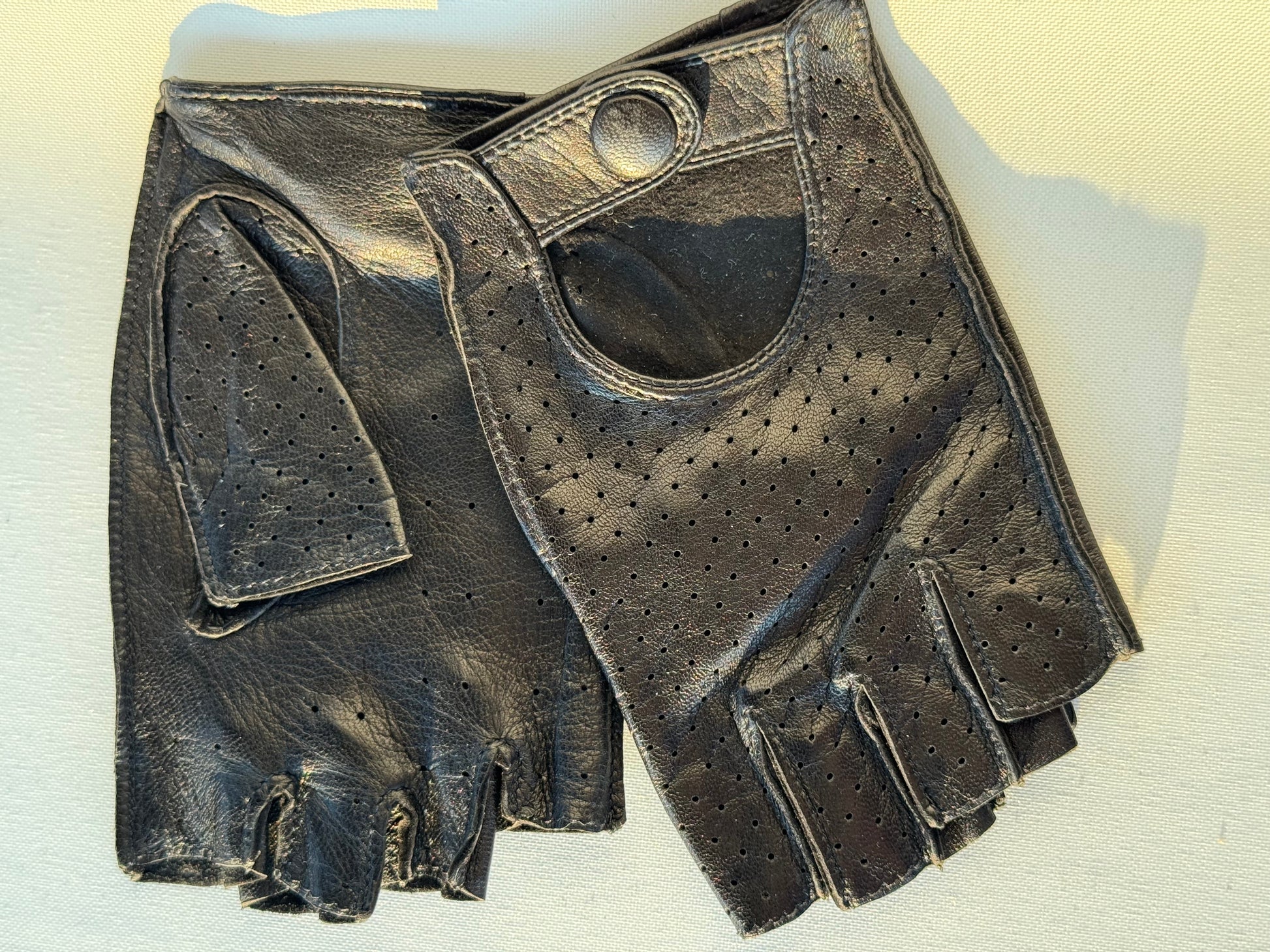 Fingerless Driving Gloves Black Lamb