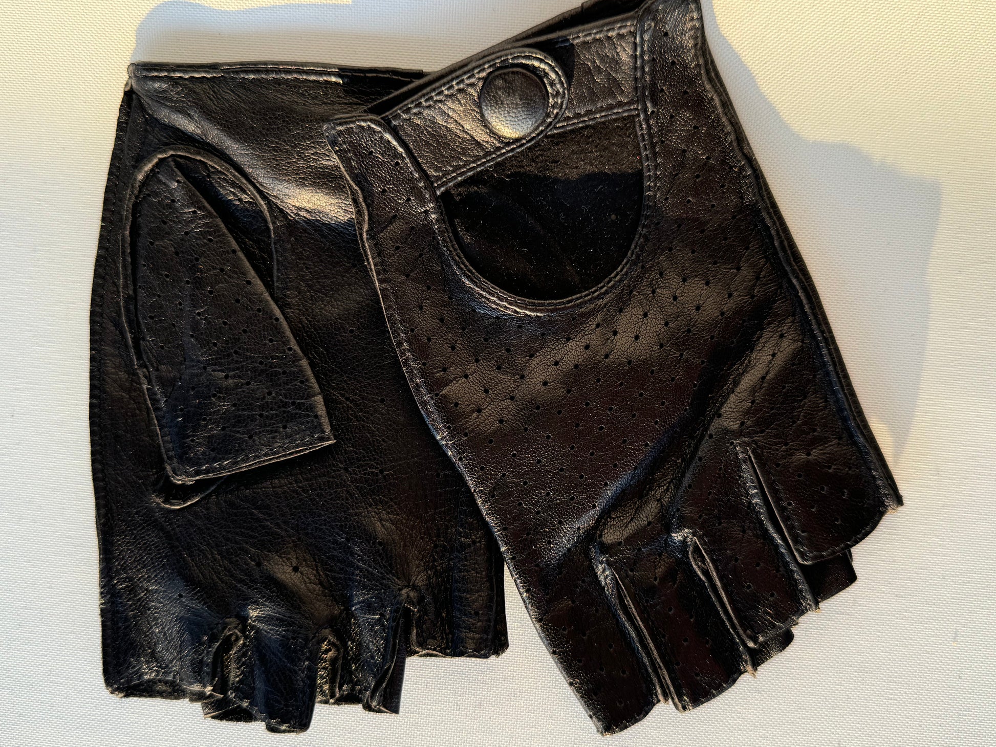 Fingerless Driving Gloves Black Leather