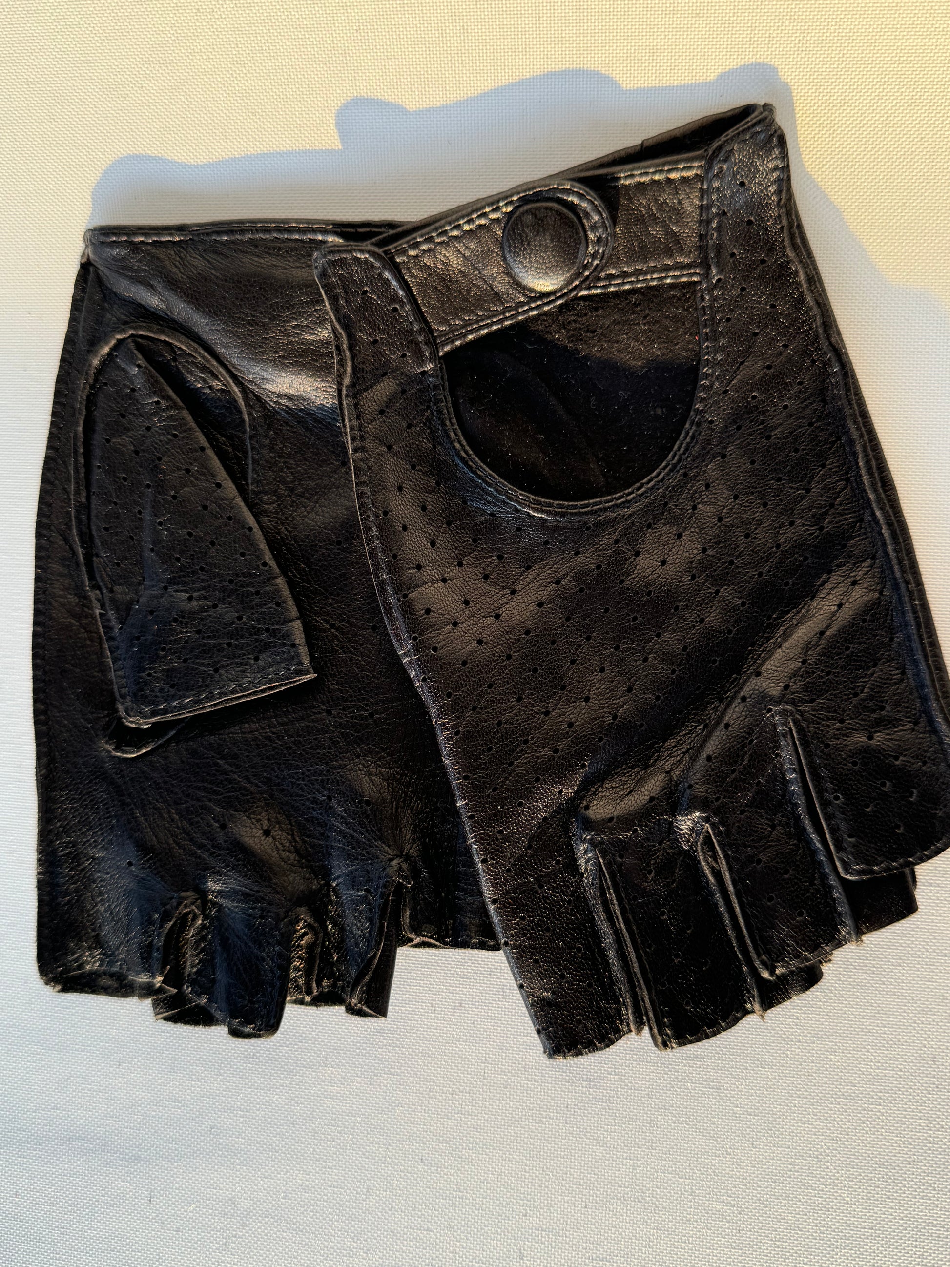 Fingerless Driving Gloves Black Leather