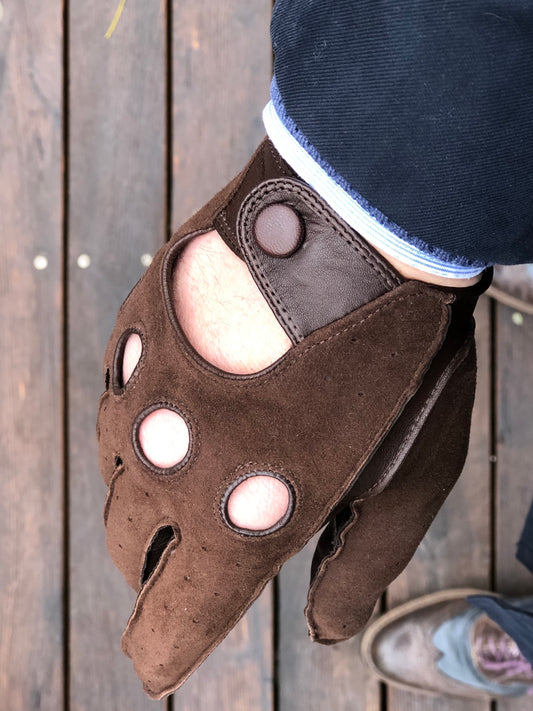 Herren Autofahrerhandschuhe Wildleder Braun Lederhandschuhe