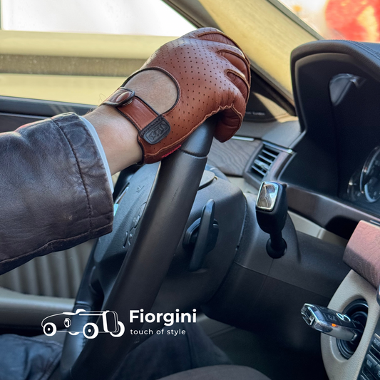 Men's driving gloves Brown | Cognac Leather AMBRA ROAD