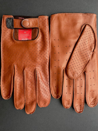 Men's driving gloves Brown | Cognac Leather AMBRA ROAD