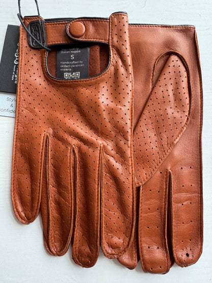 Men's driving gloves Brown | Cognac Leather AMBRA ROAD