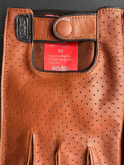 Men's driving gloves Brown | Cognac Leather AMBRA ROAD