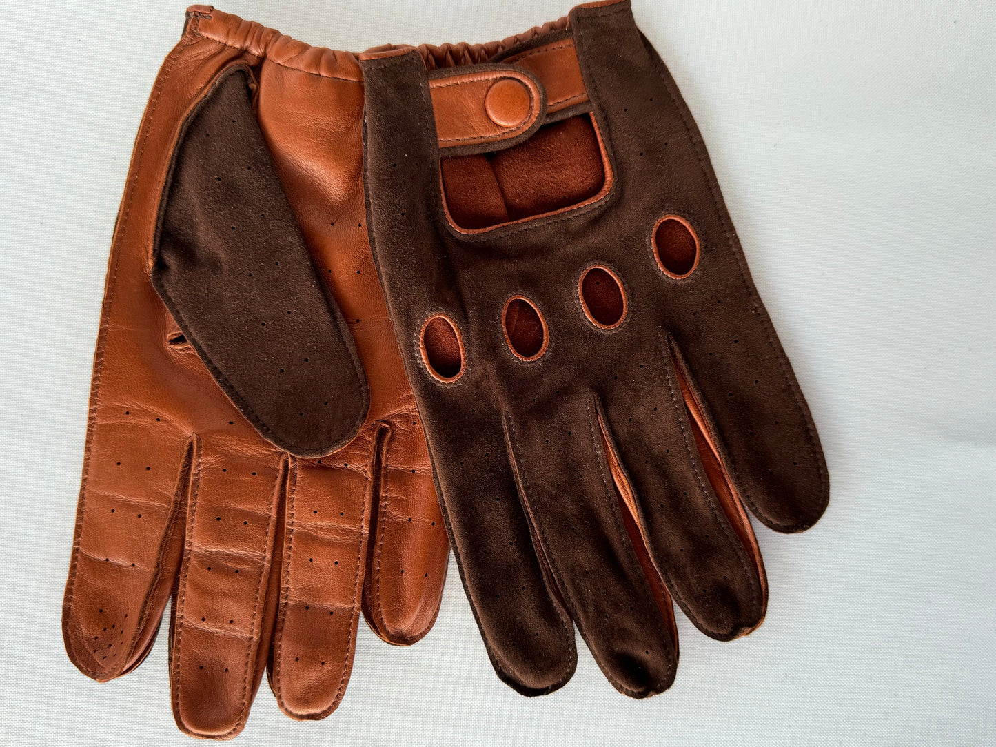 Men's Driving Gloves Suede Brown Leather Gloves