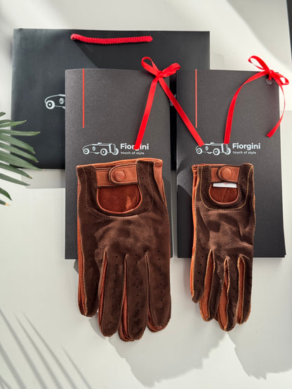 Herren Autofahrerhandschuhe Wildleder Braun Lederhandschuhe