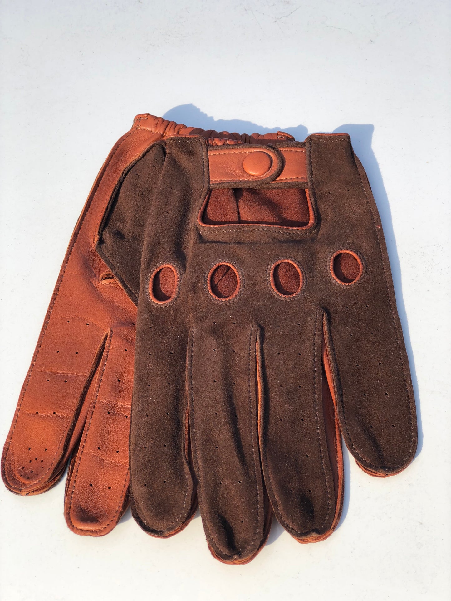 Men's Driving Gloves Suede Brown Leather Gloves