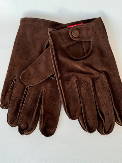 DRIVING GLOVES BROWN SUEDE