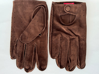 DRIVING GLOVES BROWN SUEDE